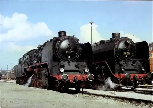 Ak Radebeul Sachsen, Bahnhof Ost, 50 849 Bw Reichenbach, 03001 Bw Dresden, Lokomotive