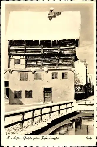 Ak Nördlingen in Schwaben, altes Gerberhaus an der Eger