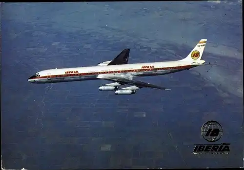 Ak Spanisches Passagierflugzeug, Iberia, Douglas Super DC 8/63