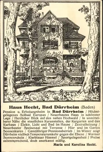 Künstler Ak Eff, Bad Dürrheim Baden Württemberg, Haus Hecht, Pension