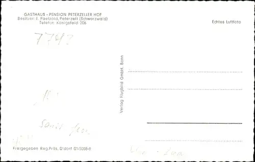 Ak Peterzell Sankt Georgen im Schwarzwald, Gasthaus Peterzeller Hof