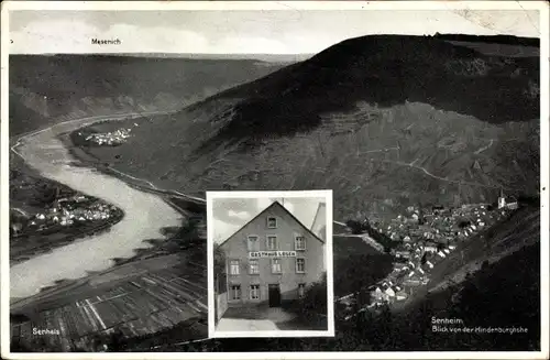 Ak Senhals, Blick von der Hindenburghöhe, Senheim, Gasthaus Jakob Losen, Mosel