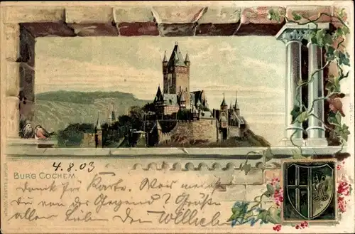 Litho Cochem an der Mosel, Burg Cochem, Wappen