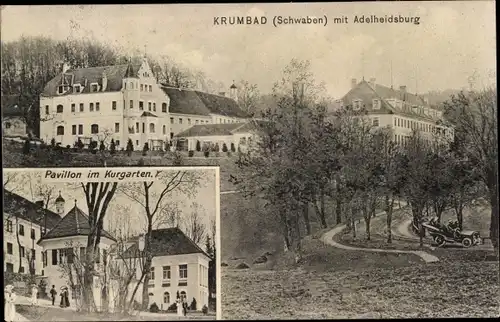 Ak Krumbach in Schwaben, Krumbad, Kurgarten, Adelheidsburg