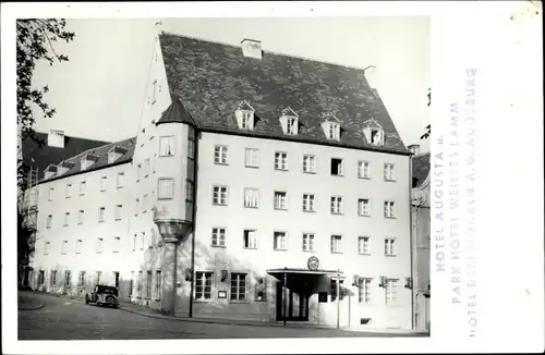 Ak Augsburg in Schwaben, Hotel Augusta, Parkhotel Weißes Lamm