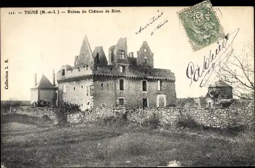 Ak Tigné Maine et Loire, Ruines du Château  de Riou