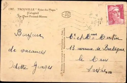 Ak Trouville Calvados, Reine des Plages, Place Fernand-Moreau