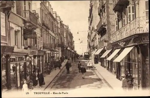 Ak Trouville Calvados, Rue de Paris, Geschäftsstraße