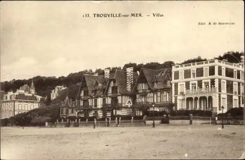 Ak Trouville sur Mer Calvados, les Villas, Strandpartie