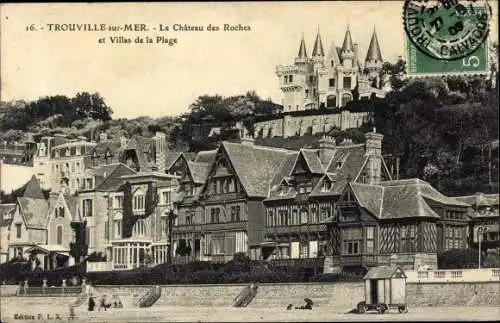 Ak Trouville Calvados, le Château des Rochers et les Villas de la Plage