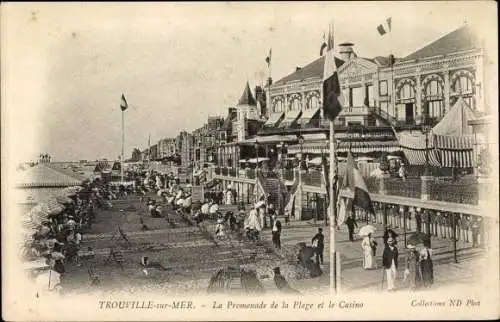 Ak Trouville sur Mer Calvados, la Promenade de la Plage et le Casino