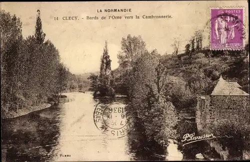Ak Clécy Calvados, Bords de L'Orne vers la Cambronnerie
