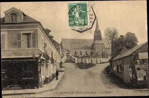 Ak La Chapelle Yvon Calvados, l' Église, Ortspartie