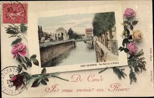 Passepartout Ak Condé Calvados, je vous envoie ces Fleurs