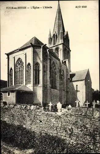 Ak Tour en Bessin Calvados, Ensemble de l'Église, L'Abside