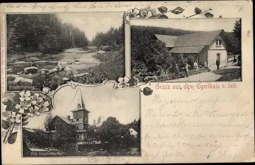 Ak Selb im Fichtelgebirge Oberfranken, Egertal, Villa Hutschgenreuther, Forsthaus Wellertal