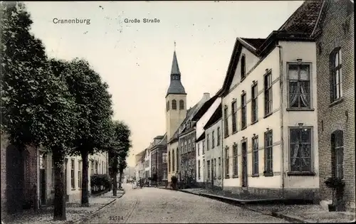 Ak Cranenburg Kranenburg am Niederrhein, Große Straße, Prot. Kirche