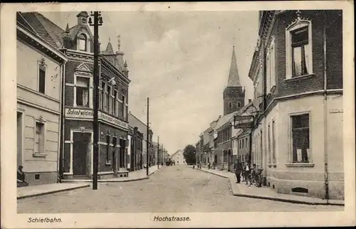 Ak Schiefbahn Willich am Niederrhein, Hochstraße, Schenkwirtschaft,  Kirchturm