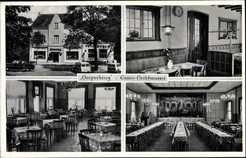 Ak Heidhausen Essen Ruhrgebiet, Gasthaus Hesperkrug, Aussen- und Innenansicht, Hespertal