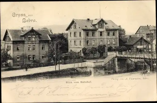 Ak Bebra an der Fulda Hessen, Blick vom Bahnhof, Hotel
