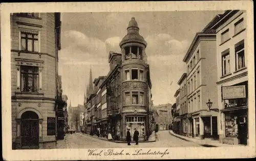 Ak Wesel am Niederrhein, Brückstraße, Lombertstraße, Farben und Tapetenhandlung