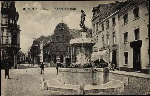 Ak Kempen am Niederrhein, Kriegerdenkmal, Brunnen