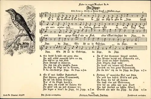 Lied Ak Soph, Hans, Da Zipp, Erzgebirgische Mundart Nr 4, Vogel