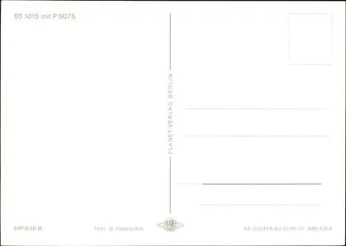Ak Deutsche Eisenbahn, Dampflok, 65 1015 mit P 9075