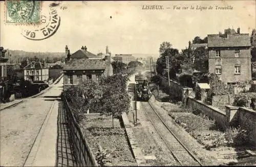 Ak Lisieux Calvados, Blick auf den Bahnhof, Vue sur la Ligne de Trouville