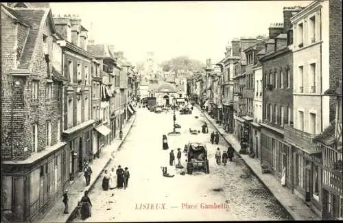 Ak Lisieux Calvados, Place Gambetta