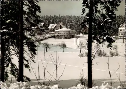 Ak Hahnenklee Bockswiese Goslar im Harz, Hotel Bastei, Winter