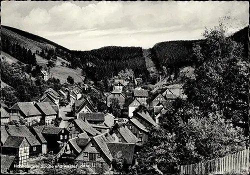 Ak Lautenthal Langelsheim im Oberharz, Hahnenkleer Straße, Gesamtansicht