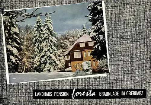 Ak Braunlage im Oberharz, Landhaus Pension Foresta, Am Jermerstein 1, Winter