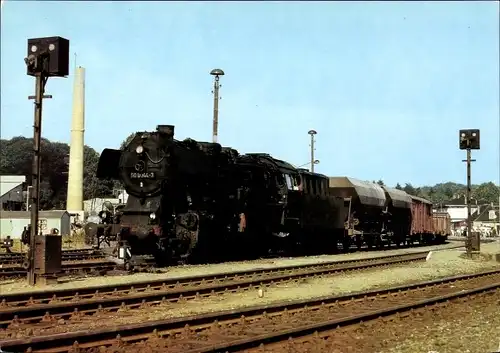 Ak Bad Doberan in Mecklenburg, Dampflokomotive, Lok BR 50.0 im Bahnhof