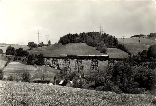 Ak Raschau-Markersbach in Sachsen, Große Eisenbahnbrücke