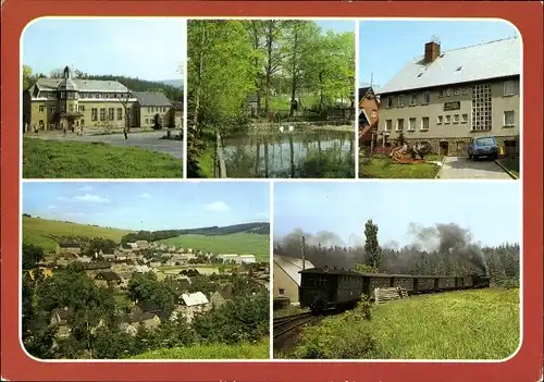 Ak Kretscham Rothensehma Neudorf Sehmatal im Erzgebirge, Diätsanatorium, Kurpark, Kleinbahn