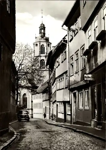 Ak Schleusingen in Thüringen, Kirchgasse, Kirchturm, Geschäft