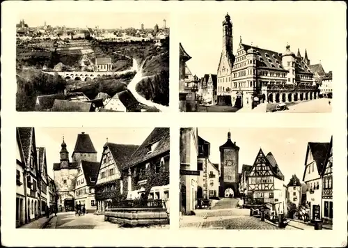 Ak Rothenburg ob der Tauber Mittelfranken, Total, Rathaus, Rödergasse, Plönlein