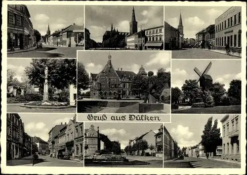 Ak Dülken Viersen in Nordrhein Westfalen, Windmühle, Mariensäule, Straßenpartien