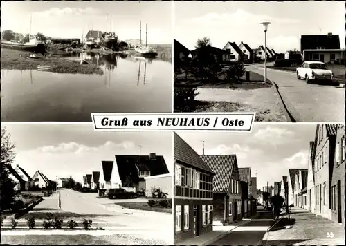 Ak Neuhaus an der Oste, Straßenpartien, Wohngebiet, Hafen