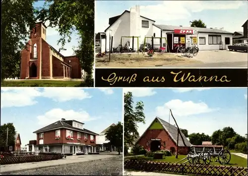 Ak Wanna in Niedersachsen, Spar, Kirche, Wohnhaus, Geschäfte