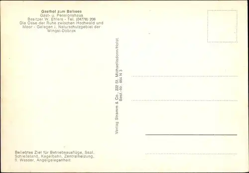 Ak Seemoor Wingst in Niedersachsen, Gasthof zum Balksee