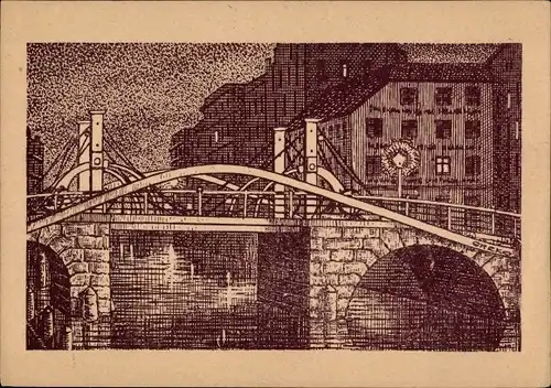 Künstler Ak Berlin, Jungfernbrücke bei Nacht