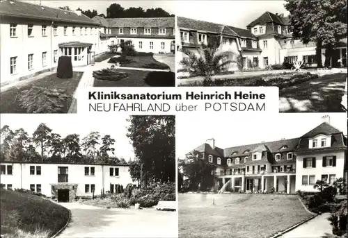 Ak Neu Fahrland Potsdam in Brandenburg, Kliniksanatorium Heinrich Heine, Med. Badehaus, Waldhaus