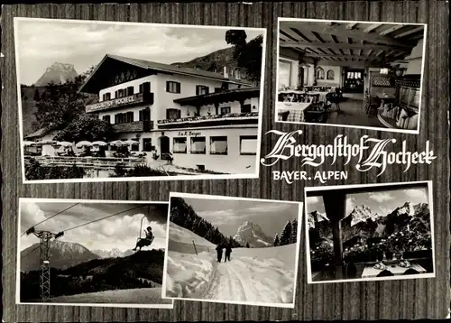 Ak Oberaudorf am Inn Oberbayern, Berggasthof Hocheck, Skilift