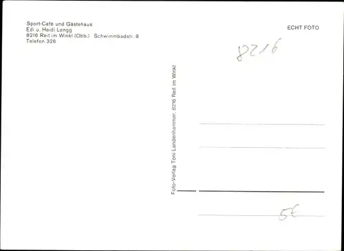 Ak Reit im Winkl Oberbayern, Café Edi Lengg