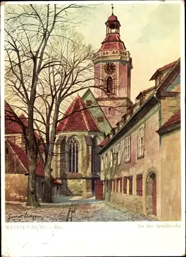 Künstler Ak Lüttgens, Gustav, Weißenburg in Mittelfranken Bayern, An der Spitalkirche