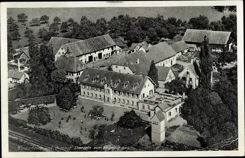 Ak Storzeln Hilzingen in Baden Württemberg, Kinderheim und Gutshof, Fliegeraufnahme