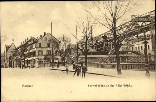 Ak Barmen Wuppertal, Schwebebahn, Adler Brücke