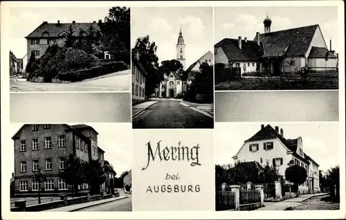 Ak Mering in Schwaben, Kirche, Straßenpartie, Rathaus